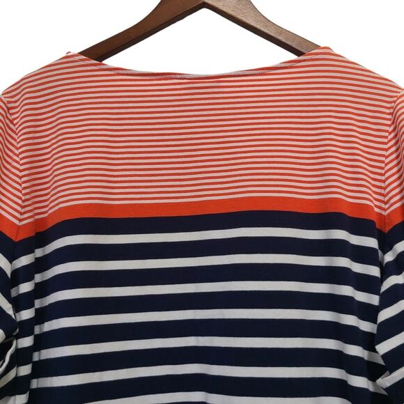 Ruby Rd Womens Navy Blue Orange Striped Blouse Plus Size 2X - Picture 5 of 9